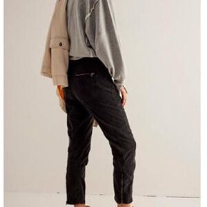 Free People High Gear Moto 8/M Black Harem-Style Corduroy High Rise Ankle Pants